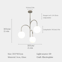 Modern iron and glass chandelier for interior decoration