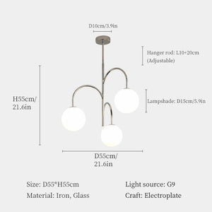 Modern iron and glass chandelier for interior decoration