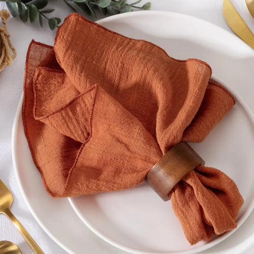 Set of 10 cotton gauze cloth napkins 32x32 cm - vue 4 sur 6