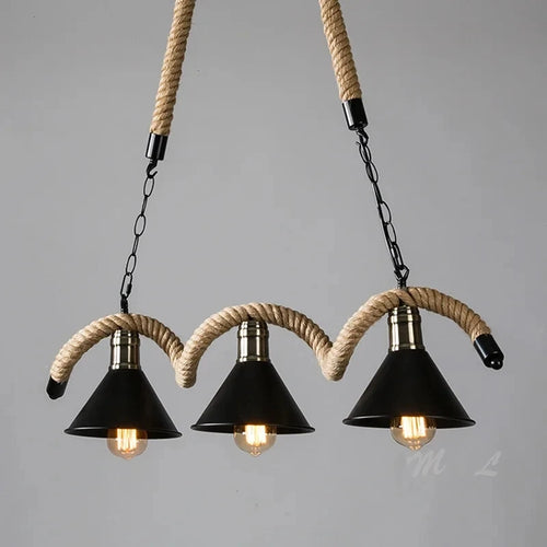 Retro hemp rope pendant light for vintage interiors - vue 2 sur 8