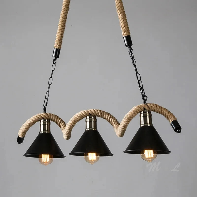 Retro hemp rope pendant light for vintage interiors
