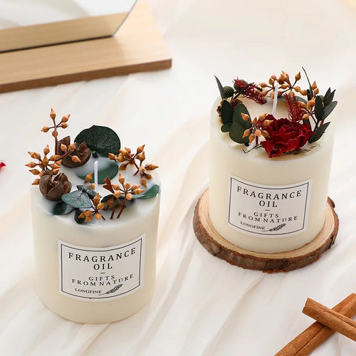 romantic scented soy wax candles with dried flowers - vue 7 sur 10