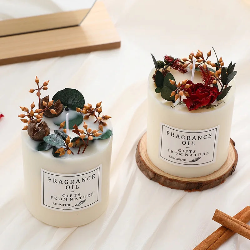 romantic scented soy wax candles with dried flowers - vue 6 sur 10