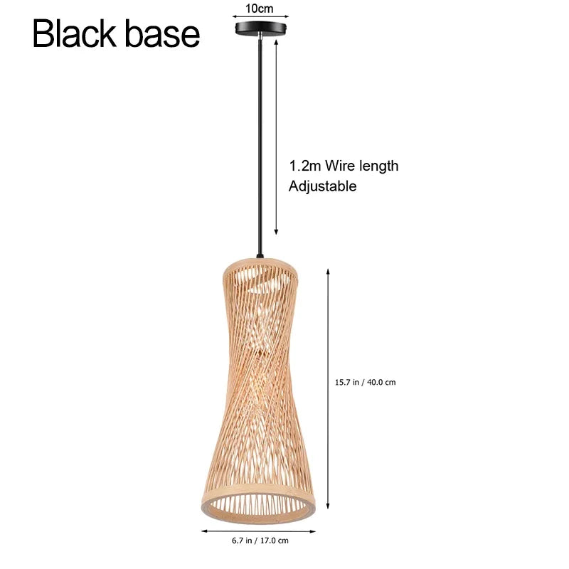Japanese bamboo chandelier with Chinese style woven rattan - vue 11 sur 15