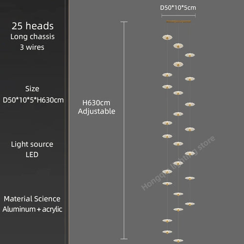 Modern LED chandelier for decorative indoor lighting - vue 22 sur 26