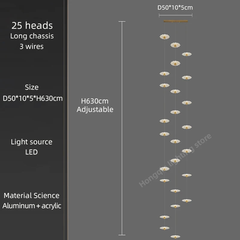 Modern LED chandelier for decorative indoor lighting - vue 21 sur 26
