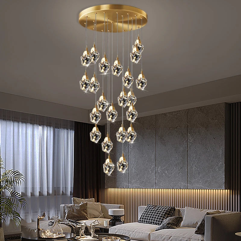 Suspended crystal chandelier for elegant and modern lighting