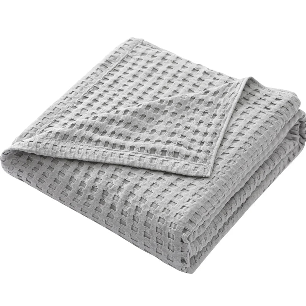 Lightweight soft cotton waffle throw bedspread