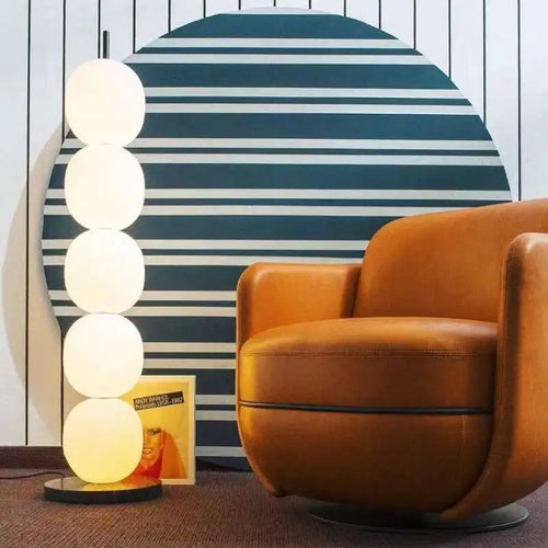 Mainkai Nordic gourd string floor lamp with white glass shade - vue 5 sur 8