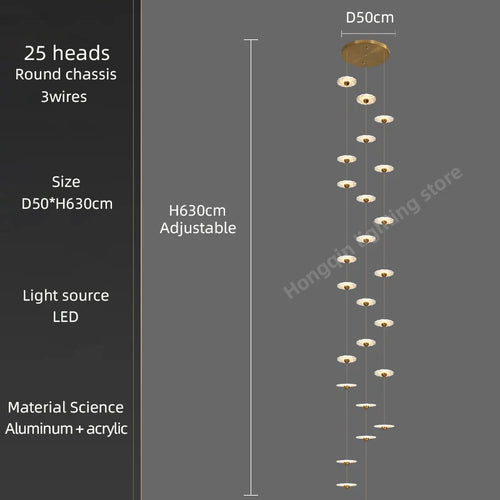 Modern LED chandelier for elegant indoor lighting - vue 23 sur 26