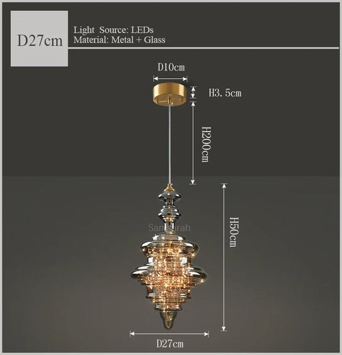 Luxury glass and brass chandelier decorative starlight lighting - vue 10 sur 10