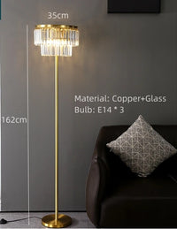 Modern glass and copper floor lamp for hotel and office