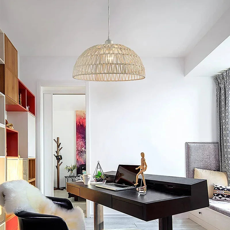 Japanese-style hemp rope chandelier