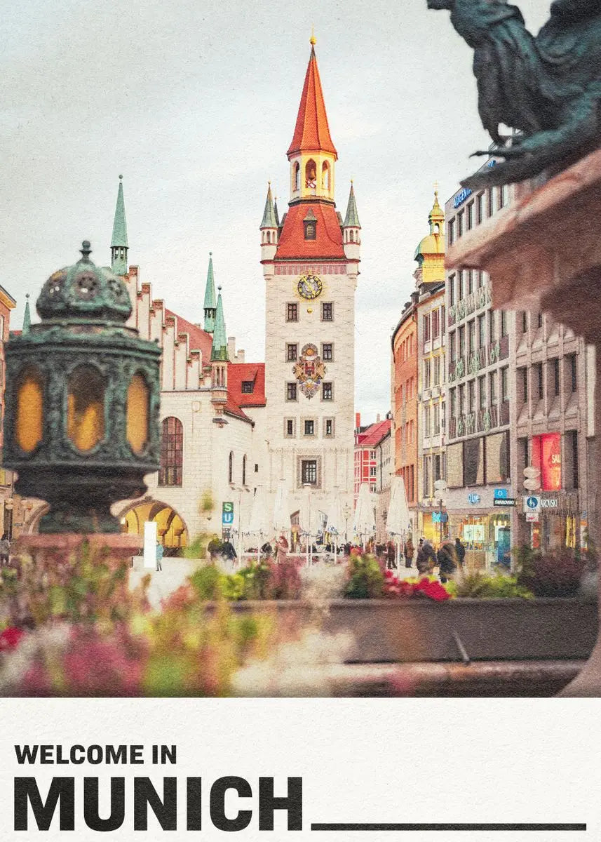 German cities art poster for wall decoration