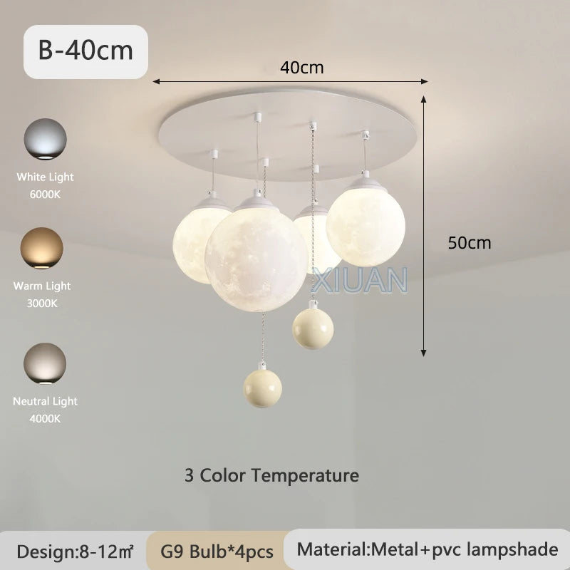 Design 3d led moon round ball chandelier for indoor suspension - vue 9 sur 10
