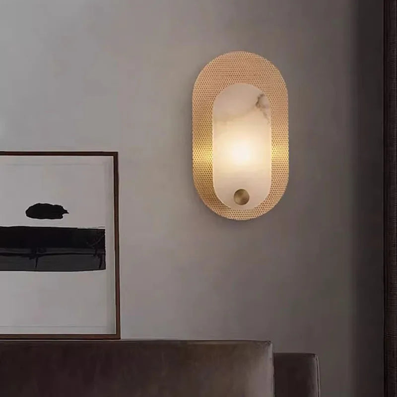 Natural marble art deco ellipse wall light 3000K