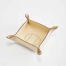 Foldable leather storage tray for various items