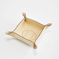 Foldable leather storage tray for various items