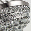 Chrome crystal ceiling fan chandelier with changing LED light