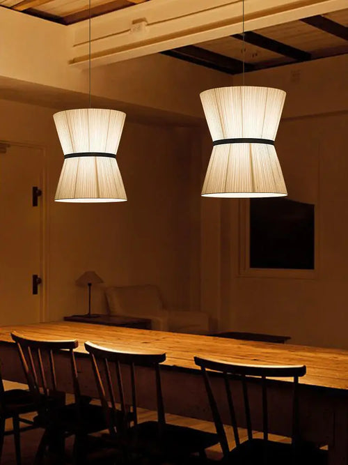 Wabi Sabi fabric chandelier for modern interior decor - vue 2 sur 9