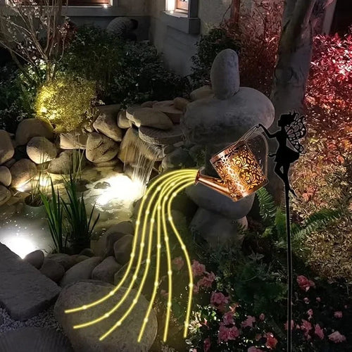 Fairy garden decoration with watering can and solar lanterns - vue 5 sur 7