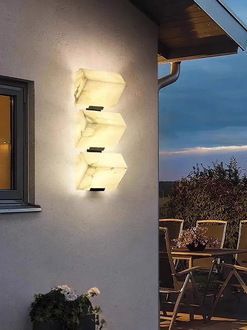 applique murale art deco marbre cube étanche pour intérieur et extérieur - vue 10 sur 12
