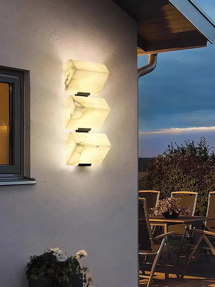 applique murale art deco marbre cube étanche pour intérieur et extérieur - vue 10 sur 12