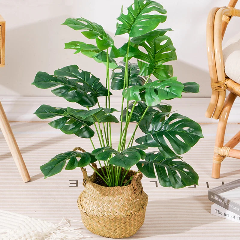 Artificial monstera and palm leaves for decoration - vue 4 sur 8