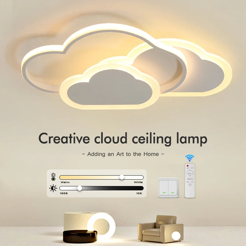 Modern LED ceiling light creative cloud dimmable large panel