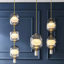 Nordic glass, marble and gold metal pendant light