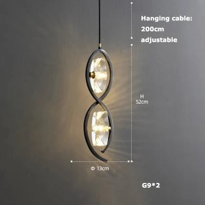 Art deco crystal glass pendant light with LED lighting - vue 13 sur 25