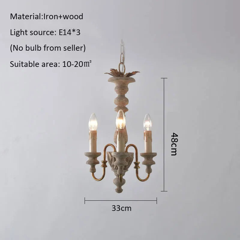 Solid wood rustic nordic style American chandelier