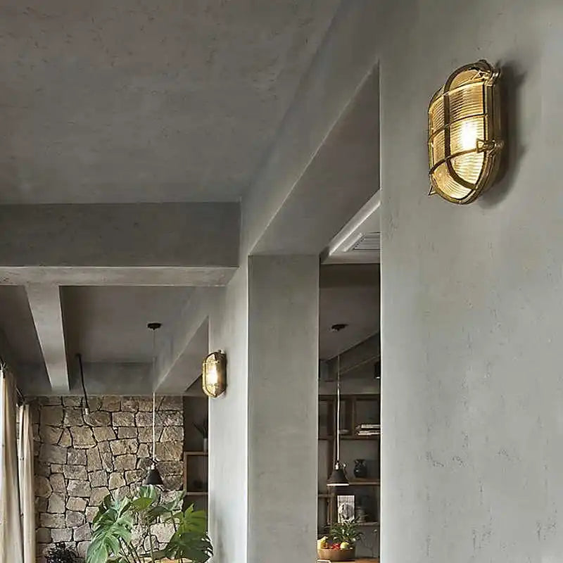 Retro brass wall light industrial style waterproof for outdoor use
