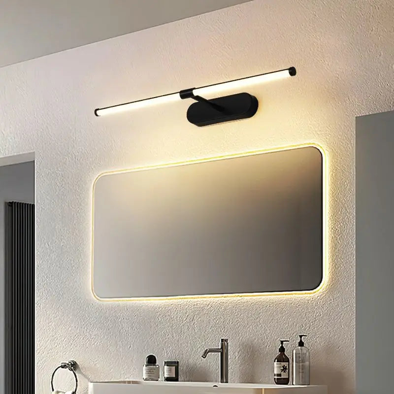 waterproof anti-fog cosmetic mirror with modern LED lighting - vue 4 sur 7