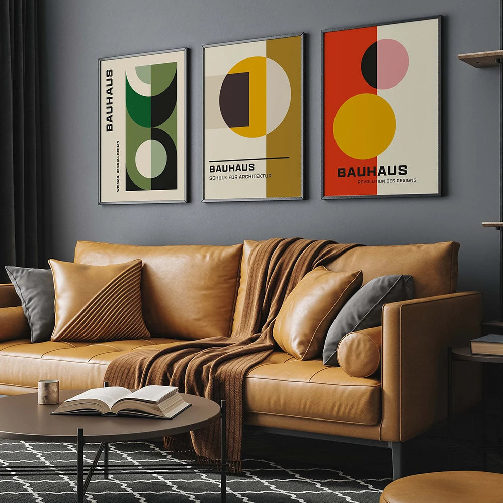 Nordic style geometric pattern canvas painting for modern decoration
