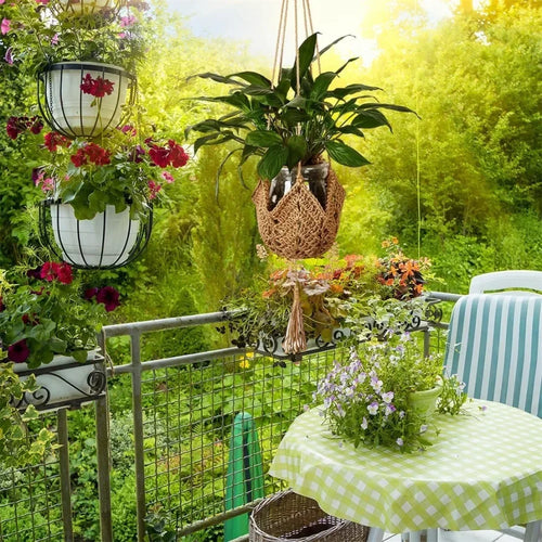 macrame hanging basket for decorative plants - vue 3 sur 7