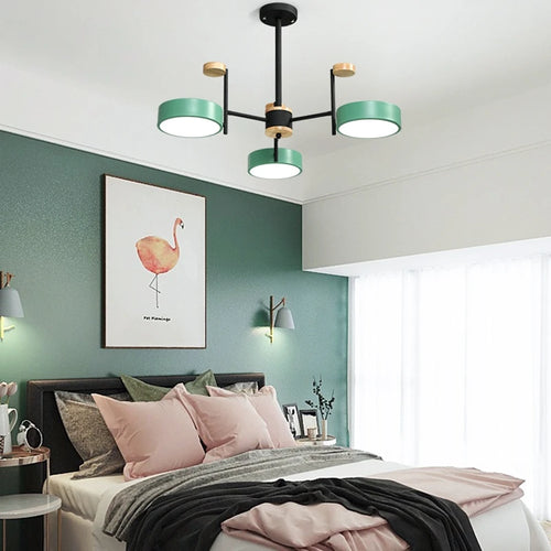 Nordic style iron and acrylic wood chandelier for interior decoration - vue 6 sur 6