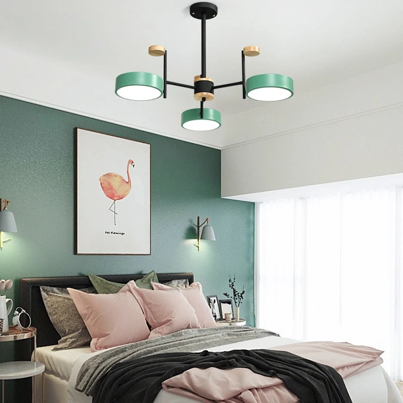 Nordic style iron and acrylic wood chandelier for interior decoration - vue 5 sur 6