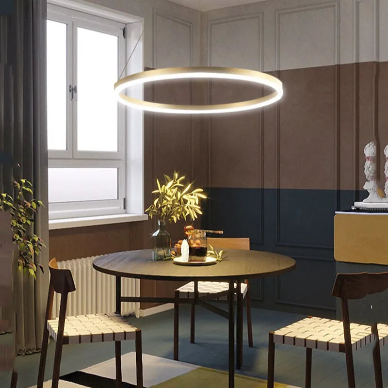 Minimalist Nordic round ring LED pendant lamps
