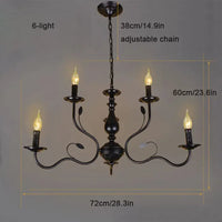 Retro industrial iron candle-style chandelier for interior decor