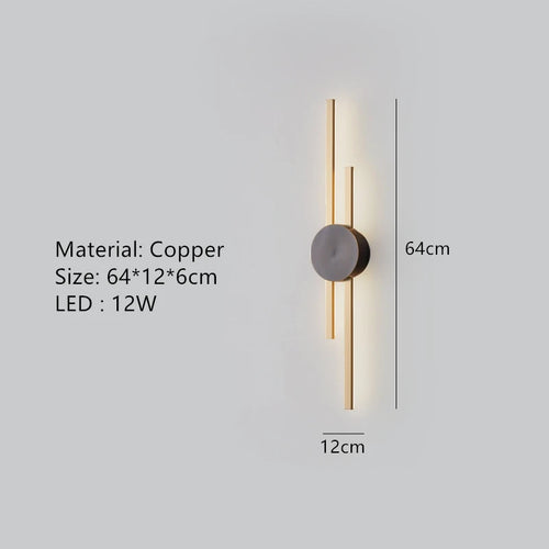 Minimalist copper LED wall light for ambient decoration - vue 11 sur 18