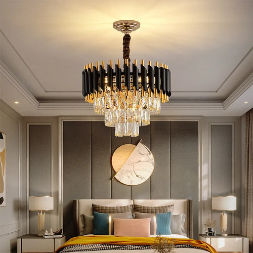 Modern luxury crystal K9 LED pendant chandelier - vue 3 sur 12