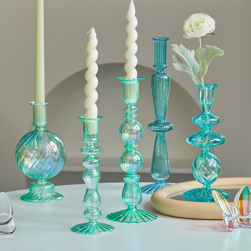 Glass taper candle holders for home and wedding decoration