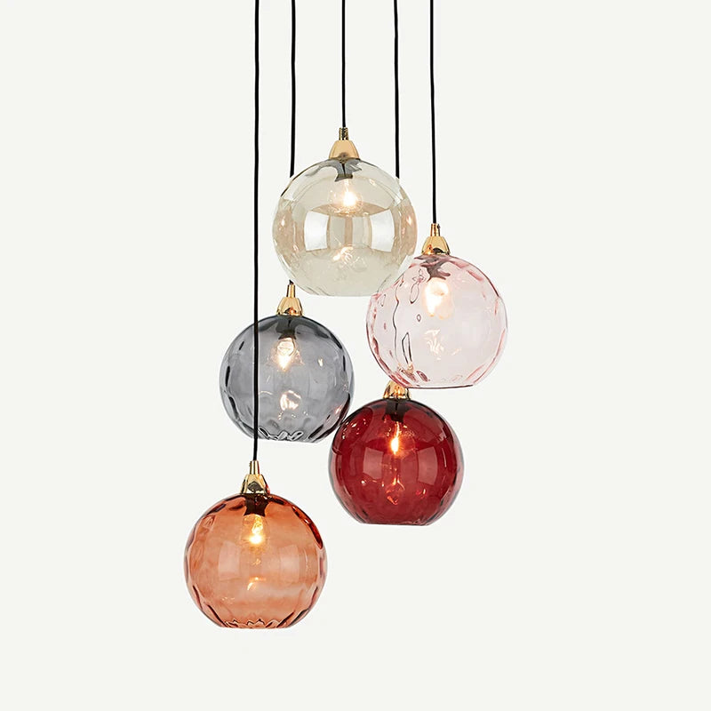 Colourful glass chandelier for restaurant