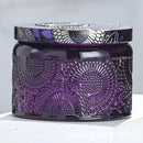 embossed glass candle jar with lid for aromatherapy