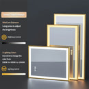 Illuminated mirror with gold frame and three-colour dimmable anti-fog LED lights