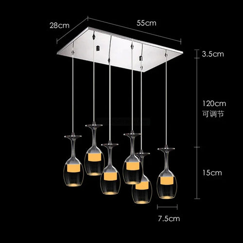 Modern wine glass pendant lights for bar and café - vue 13 sur 16