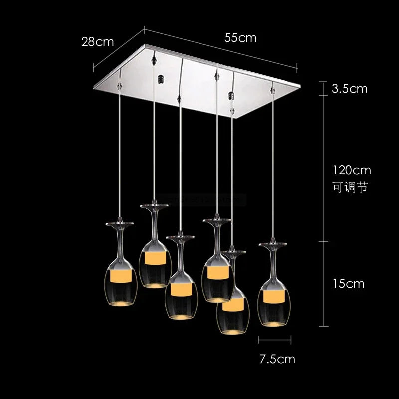 Modern wine glass pendant lights for bar and café - vue 12 sur 16