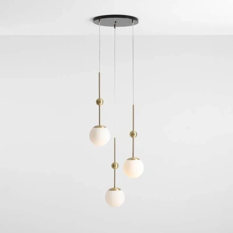 Creative gold glass chandelier with three lights modern lighting - vue 9 sur 9