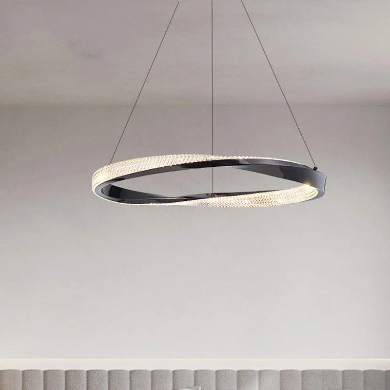 Modern circular LED chandelier for interior decoration - vue 3 sur 11